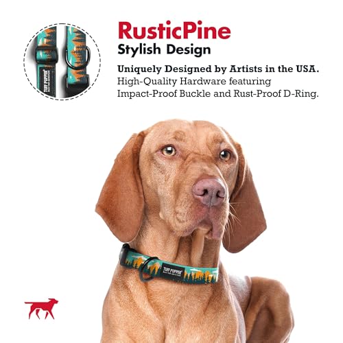 Image of Tuff Pupper Premium Adjustable Dog Collar for Extra Large Boy Dogs, Stylish Pattern Collars Designed in USA, Quick Release Buckle, RusticPine Print for Male Dogs, XL (1.25 Inch Wide x 20-30 Inch Neck)