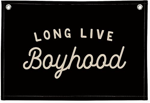 Miniatura 12 de Long Live Boyhood - Decoración de habitación de niños, color verde salvia, cuarto de niños, sala de juegos, bandera de lienzo de lino para colgar en