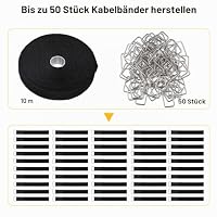 YMCRLUX 10m Klettband mit 50 Metallschnalle, Frei Zuschneidbar Klettverschluss Band - 2.5cm Breit, Wiederverschließbar Klett Kabelbinder zum Organisieren Ihrer Kabel, Schnüre, Schläuche usw – Ansicht 4