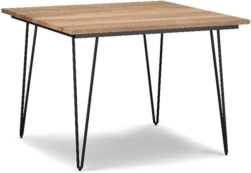 SIMPLIHOME Hunter Mesa de comedor  Mesa cuadrada de madera maciza de mango de 42 pulgadas de ancho en estilo industrial natural y moderno para