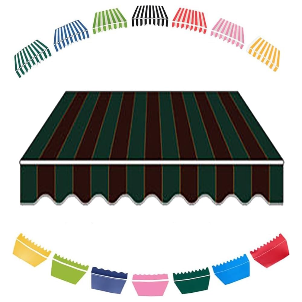 Pare-soleil rétractable 4,5x3m en polyester robuste à rayures vertes pour terrasse