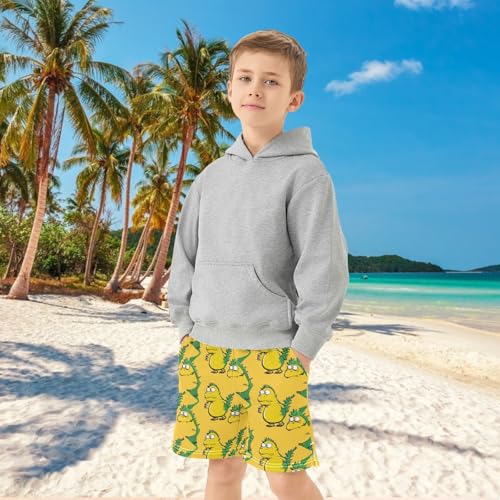 Boys Athletic Shorts with Pockets Chicken Dinosaur Running Basketball Shorts for Youth Elastic Waist Size 7-84