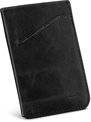 Genuine Top Grain Leather Slim Card Sleeve Wallet With Pull Tab, RFID Protected, Black, Men's Minimalist Front Pocket Card Holder4