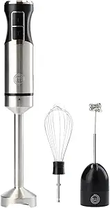 MasterChef Immersion Blender Handheld with Electric Whisk & Milk Frother Attachments, Hand Held Stainless Steel Stick Emulsifier for Making Baby Food, Soup, Puree, Cake, Cappuccino, Latte etc, 400W