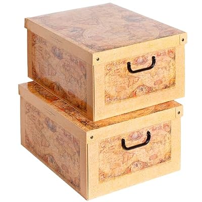 Lavatelli Cajas Almacenaje Cartón y Tapa Mapa 40x50x25cm Set 2 Ropa y Hogar