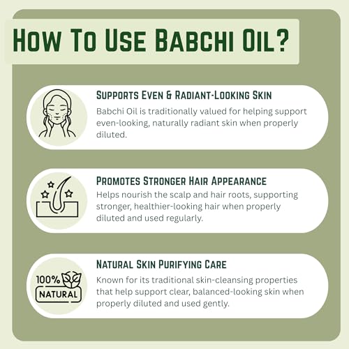 Image of KUNJ Babchi Oil 10ml - 100% Pure & Natural Cold Pressed Undiluted Babchi Oil for Skin, Face, Hair & Scalp Care | Supports Natural Glow, Smooth-Looking Skin & Hair Nourishment