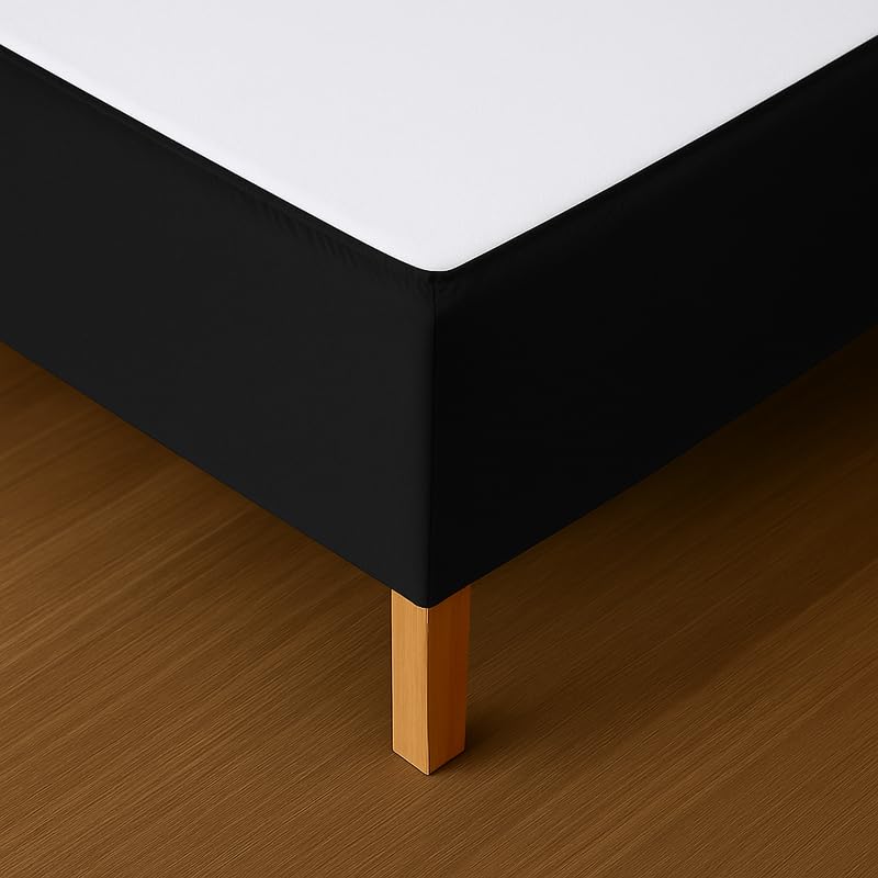 Bed Base Cover 90 x 190 cm Black - Soft and Stretchy Fabric - Impeccable Look - Easy to Install