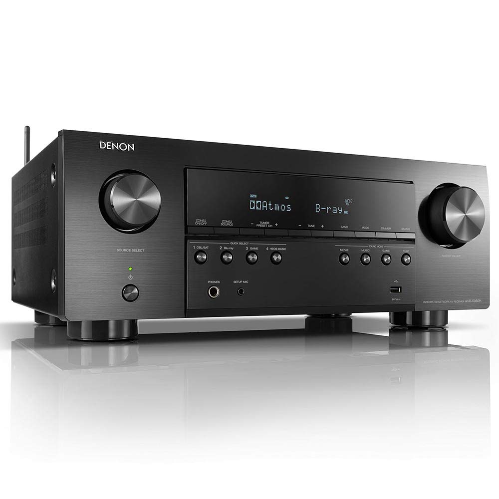 Denon AVR-S960H 8K Ultra HD 7.2 Channel (90Watt X 7) AV Receiver, Black