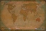 Wallpaper map of the world – wall picture decoration Historical World Map Terrestrial Globe Old School Antique Old Map Used Look Retro Vintage I Wallpaper poster wall decor by GREAT ART 132.3 x 93.7