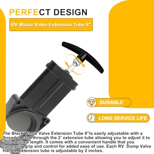 Image of TX8HPB RV Waste Valve Extension Tube 8 inch, Compatible with Valterra /Camco Waste Valve and RV Sewer Hose Kit(1 Pack)