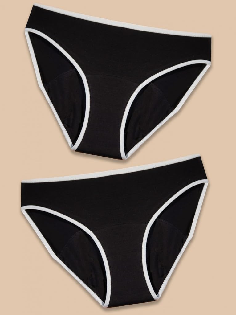 ANAISSA Pack de 2 Bragas menstruales de algodón Flujo abundante, University
