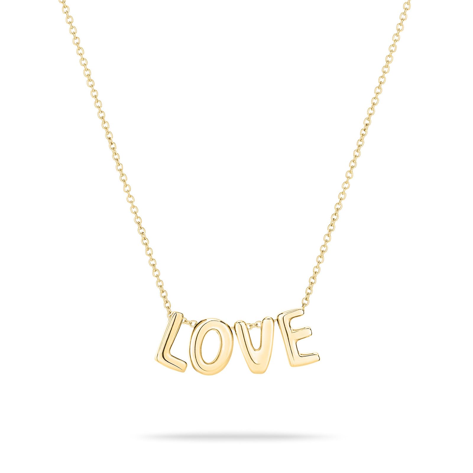 Echtzeit Halskette Love Letters - glänzender Edelstahl - wasserfester & hautfreundlicher Schmuck - verstellbare Kette mit Buchstaben - Geschenk für Damen
