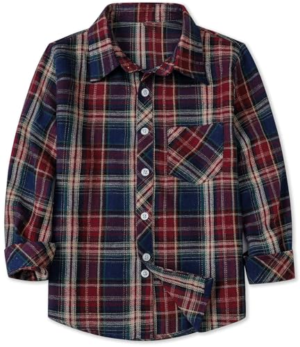 Image of Betusline Boy and Men Button Down Plaid Shirt