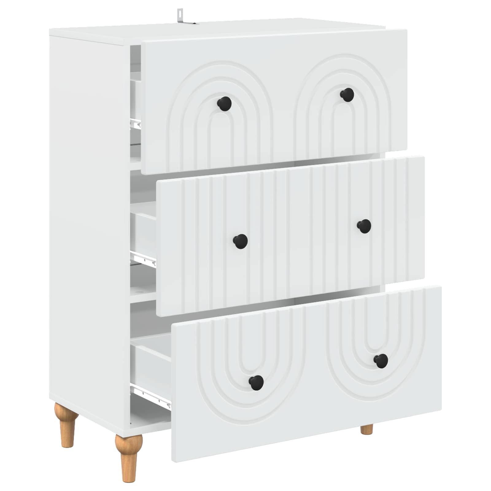 Cassettiera bianca con 3 cassetti, cassettiera moderna, 66 x 34,5 x 90 cm, in legno, sottile, per soggiorno e corridoio, armadio multiuso senza tempo