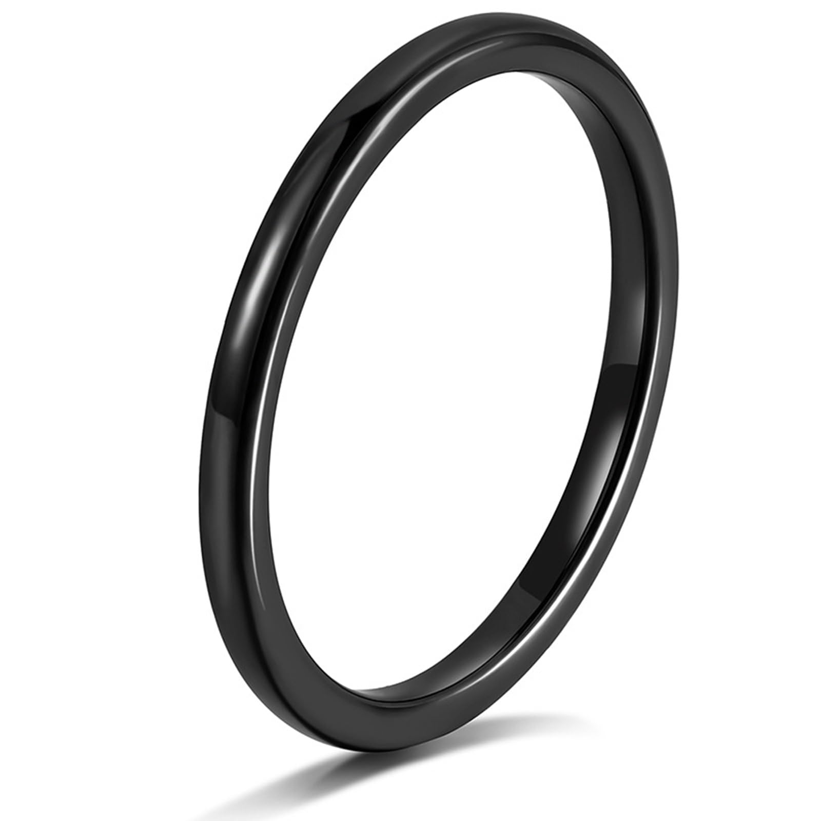 Anello Donna Tungsteno, Anello di Matrimonio Anelli Donna Impilabile Sottile Lucido Largo 2MM