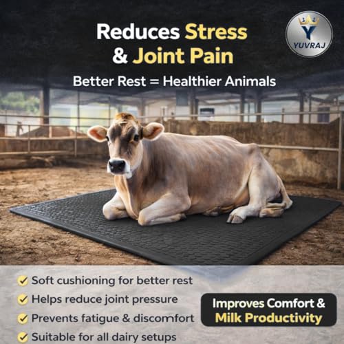 Image of Yuvraj EVA Cow Mat 8x5 Ft for Dairy Farms | Heavy-Duty Non-Slip EVA Floor Mat for Cow & Buffalo | Waterproof, Comfortable & Easy to Clean (Black)