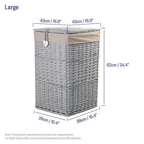 Wickerfield Grey Square Corner Handmade Wicker Laundry Basket (Large) - Image 2