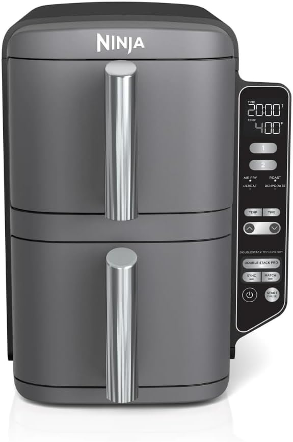 Ninja DoubleStack XL 10-Quart 2-Basket Air Fryer – 6-in-1 Functionality: Air Fry, Broil, Roast, Bake, Reheat, Dehydrate; Space-Saving Design; Independent Cooking Zones (Renewed) Ninja DoubleStack XL 10-Quart 2-Basket Air Fryer – 6-in-1 Functionality: Air Fry, Broil, Roast, Bake, Reheat, Dehydrate; Space-Saving Design; Independent Cooking Zones (Renewed)