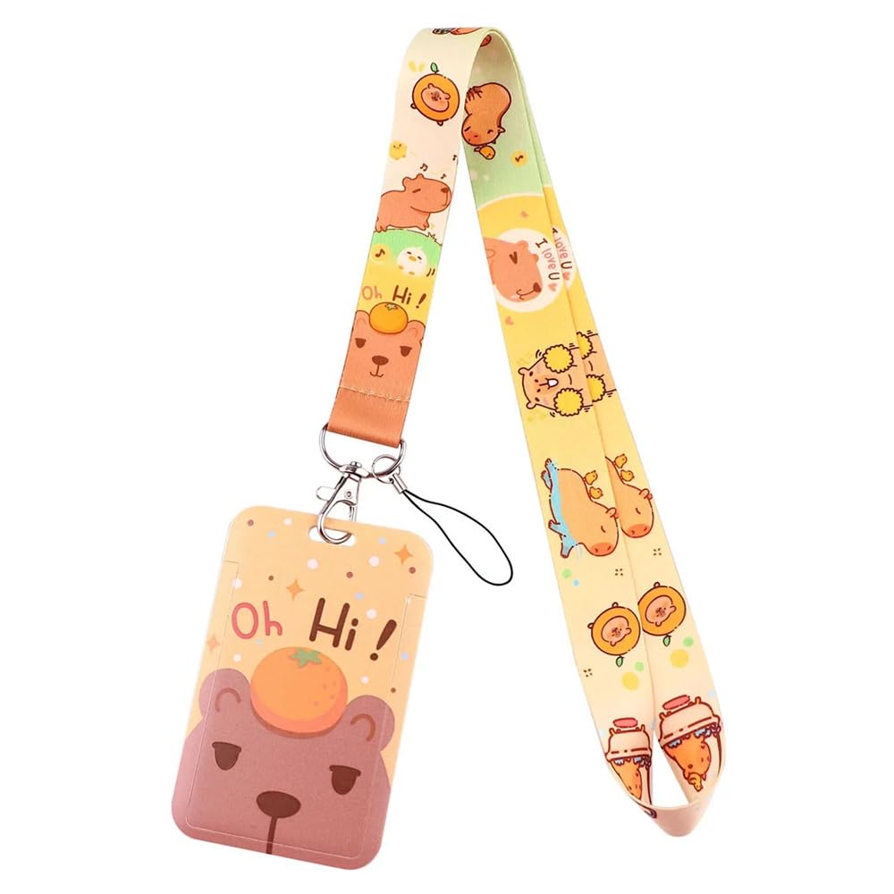 2 Portatarjetas Con Capibara - Lanyard Extensible Con Tarjetero Para ID, Oficina O Campus