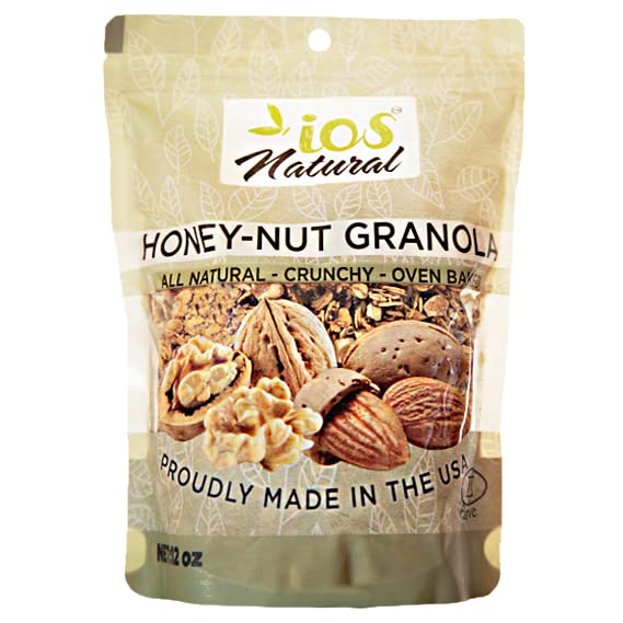 IOS Natural Granola Cereals All Natural, Crunch, Oven Baked Net 12oz (Honey