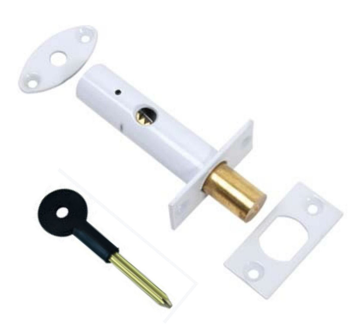 White Door Security Rack Bolt 60mm Complete with Star Key