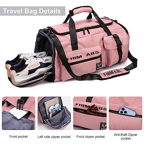 Eslcorri 65L Travel Duffel Bag For Women & Men - 3 In 1 Large Sports Gym Bag With Shoe And Wet Clothes Compartment Multipurpose Weekender Carry On Overnight Backpack For Swimming Yoga Camping Black #TOP3