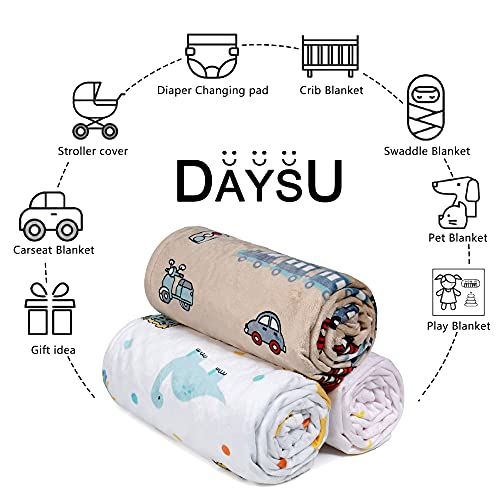 DAYSU Baby Blanket, Silky Soft Micro Fleece Baby Blanket with Dotted Backing, Printed Animal Throw Blanket for Girls, Elephant, Pink, 101x76cm