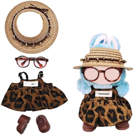 Clothes for Labubo, Handmade Set for Labubo Clothes 15cm/17cm, Premium Doll Outfit with Accessories, 4 Pieces Elegant Doll Clothes for Labobo Accessories