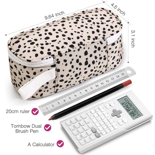 Image of Jcocylse Large Capacity Pencil Case Portable Pencil Pouch Bag School Supplies for College Students Girls Boys Adults(Beige Leopard)