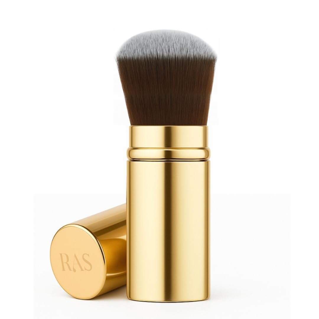 RAS Luxury Oils GloBlend™ Retractable Foundation Brush | Dome-Shaped, Vegan Bristles, Travel-Friendly Makeup Brush for Liquid, Cream, Powder & Bronzer | Ultra Soft, Full-Coverage, Pro Finish-image-15