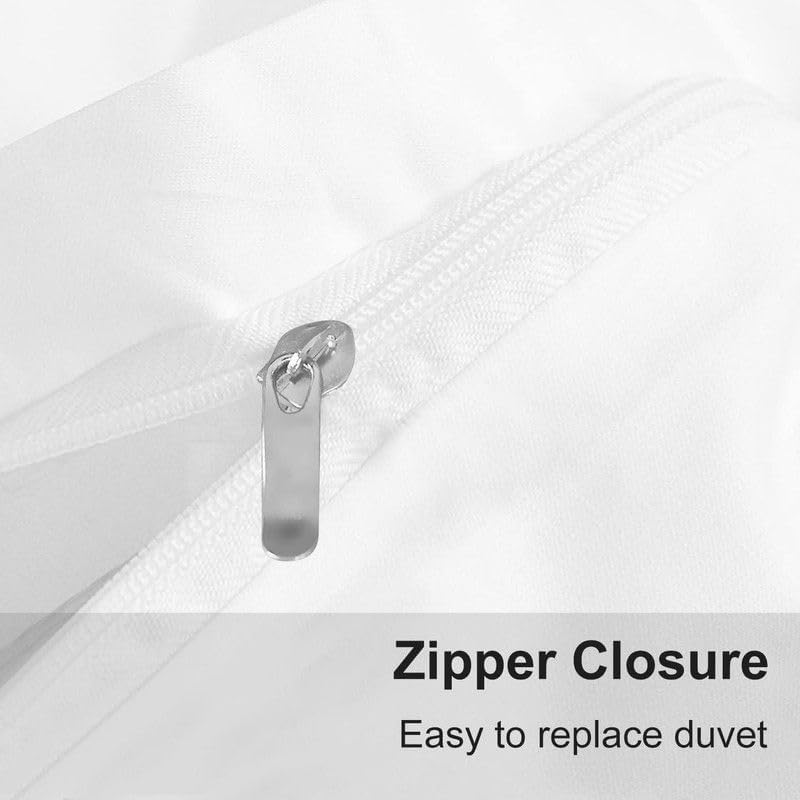 Miniatura 4 de British Linen's - Juego de funda de edredón 100% algodón egipcio, juego de ropa de cama de 3 piezas de lujo suave con cierre de cremallera y juegos