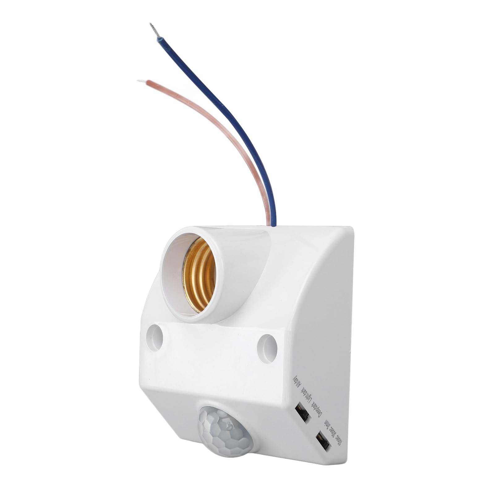 FTVOGUE Accensione Regolabile di Notte, Controllo della Luce, Presa Luce con Sensore di Movimento PIR, Base Lampadina E27, per Garage, Cantina, Portico, Lavanderia