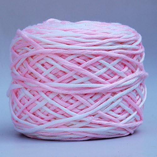 200g Smooth Cotton Yarn for Knitting Soft Natural Double Crochet Craft (white pink 20)