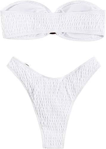 Miniatura 5 de WDIRARA Traje de baño de bikini con anillo recortado para mujer