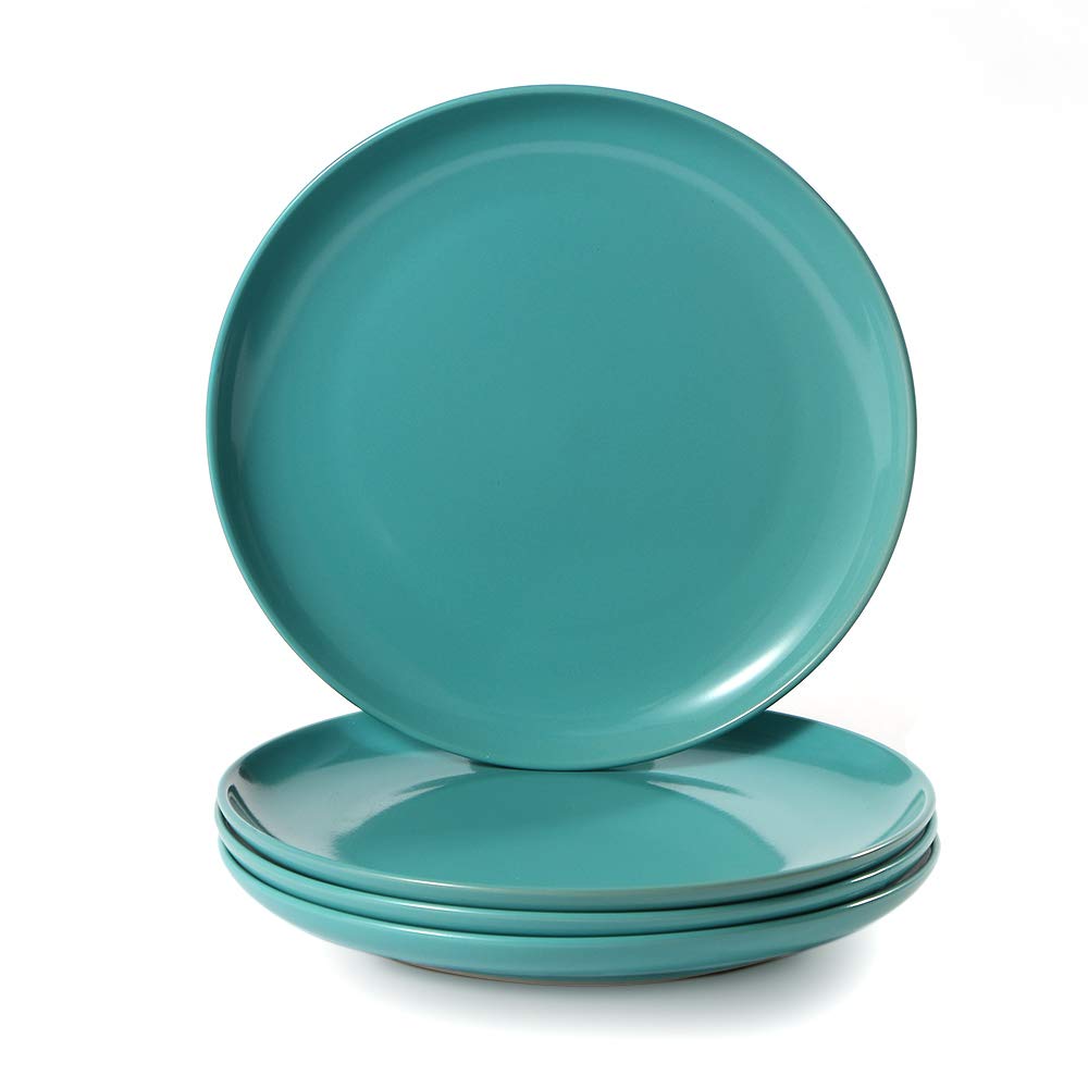 CeramicHome Porcelain Salad Plate(7-Inch, 4-Piece), Stoneware Teal Blue Lunch/Dessert Plates Set for 4
