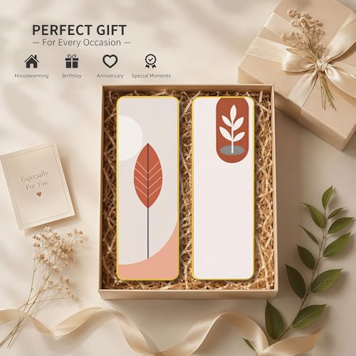 Image of The Castle Decor Modern Boho Wall Art Set of 2 for Living Room | Minimalist Botanical Leaf Painting | Abstract Nordic Wall Decor for Bedroom Office Hallway Home Decoration (Design-2, 12x18 Inch)