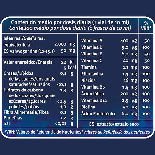 Miniatura 6 de Dielisa, Royal Vit, Jalea Real 2000mg Mega Total Sin Azúcares, Con 2000mg De Jalea Real, Ashwagandha Y Vitaminas Que Ayudan A Mantener Los Niveles De Energía, Formato Mensual - 30 Viales