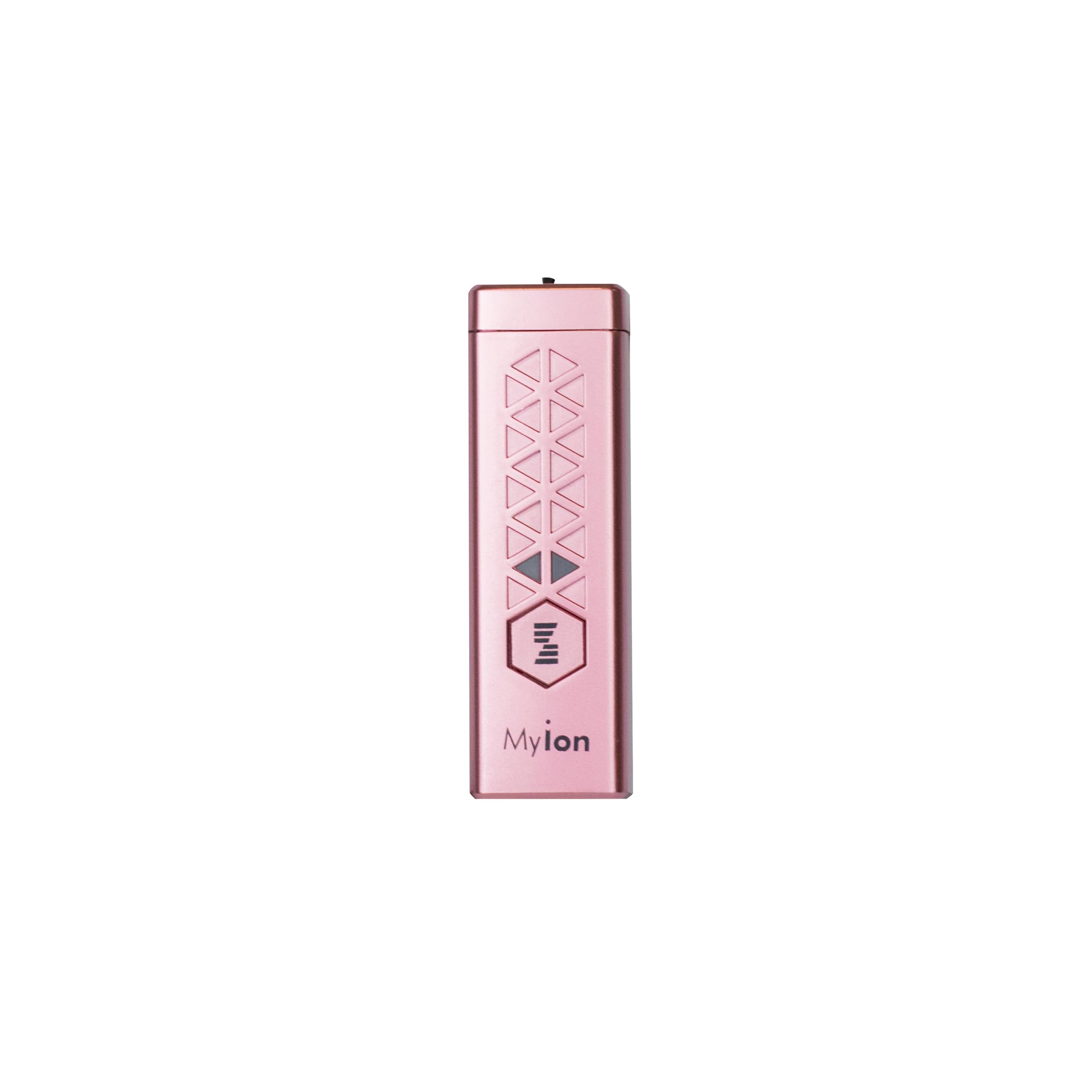 Myion Purificatore d’aria portatile (Rosa) – Ionizzatore personale, 18 M ioni/cm³, zona 30 cm, batteria 3,7 V/200 mAh, fino a 10 h, ricarica USB, leggero & compatto