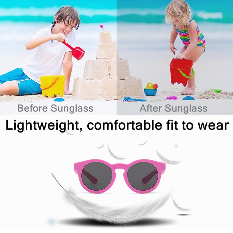Occhiali da sole per bambini con cinturino regolabile, pieghevoli per occhiali da sole per neonati, protezione UV400 polarizzati e montatura in silicone resistente, per ragazze e ragazzi, età