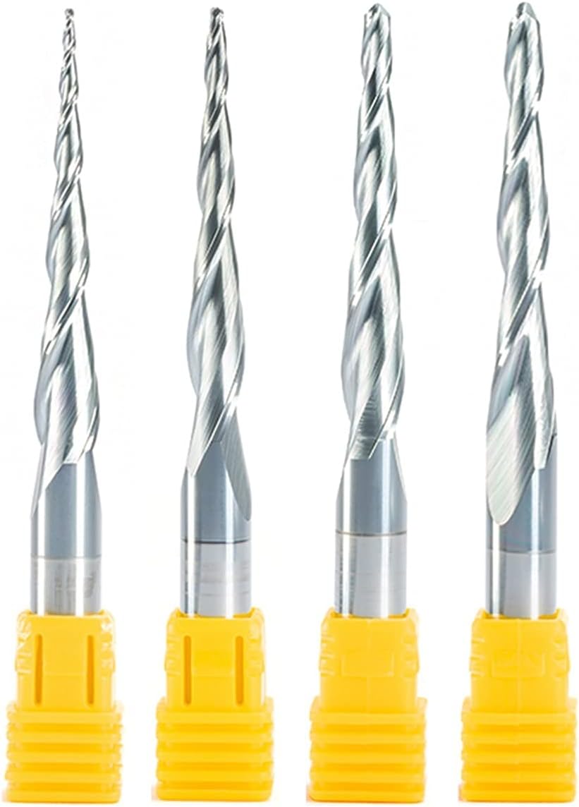 Carbide Milling Cutter 4pc HRC55 R0.5 R1.0 R1.5 R2.0 SHK 8mm Tapered Ball End Mill With Tungsten Carbide Coating Tapered Tapered Cnc Cutter (Dimensions : R0.5XD8X47X85mm)
