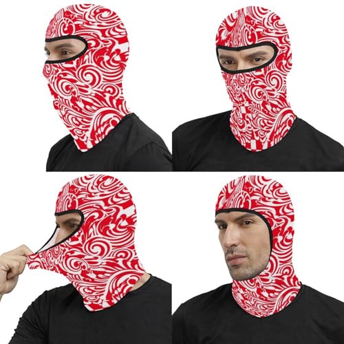 Máscara facial para hombres y mujeres roja y blanca impresa, balaclava térmico para invierno, protección contra frío, viento y rayos UV, ideal para esquí, motocicleta y ciclismo miniatura 5