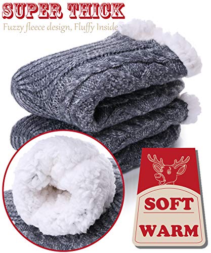 Image of EBMORE Women Slipper Fuzzy Socks Fluffy Cozy Cabin Warm Winter Soft Thick Comfy Fleece Non Slip Home Socks