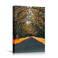 Canvas Wall Art Autumn Dramatic Forest Landscape Living Room Orange Photography Rustic - 12x18 inches