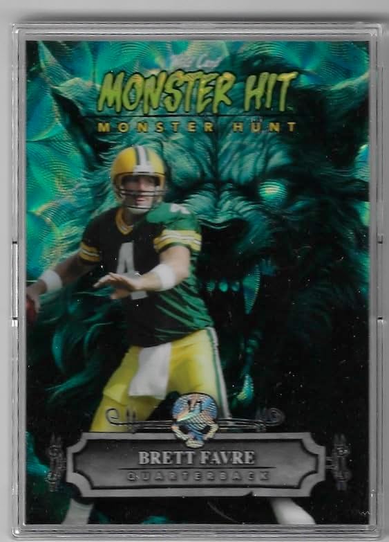 Brett Favre RARE Serial Numbered #1/1 Teal Stealth Foil Board Monster Hits Werewolf #4 Monster Hunt Rookie Card PRC Collectible Football Card- 2024 Wild Card Haunted Hits™ Monster Hunt Football Card #MHWW-BF (Packers)
