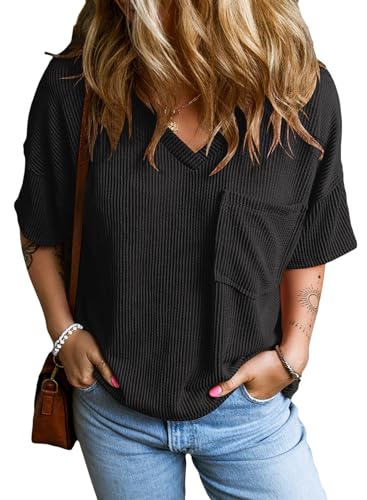 EVALESS Womens Summer Tops Oversized T Shirts Short Sleeve Blouses for Women Dressy Casual Work Outfits