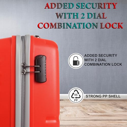 Image of Trolley Bag Small Size, 56 cms Hard Side Travel Bag for Women, 8 Wheel Luggage Suitcase for Travelling, Cabin-Friendly, Scratch Resistant, Small Trolley Suitcase (Small, Red)