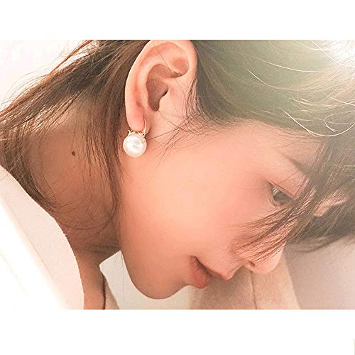 OwMell Elegant 925 Sterling Silver Pearl Drop Earrings Dangle Stud Gold Plated Earrings for Women Large Size 12mm4