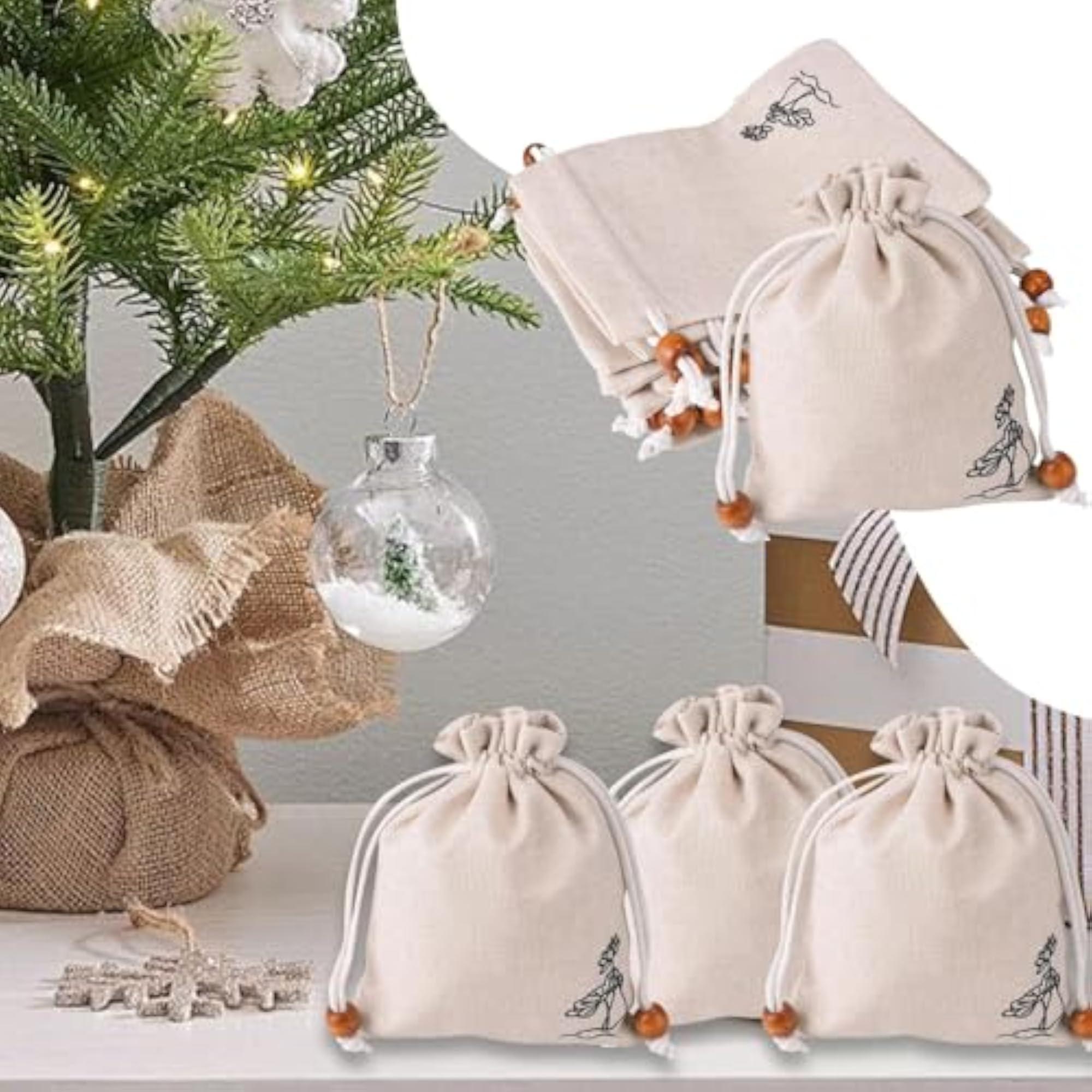15 Pieces Cotton Drawstring Bags for Party Supplies