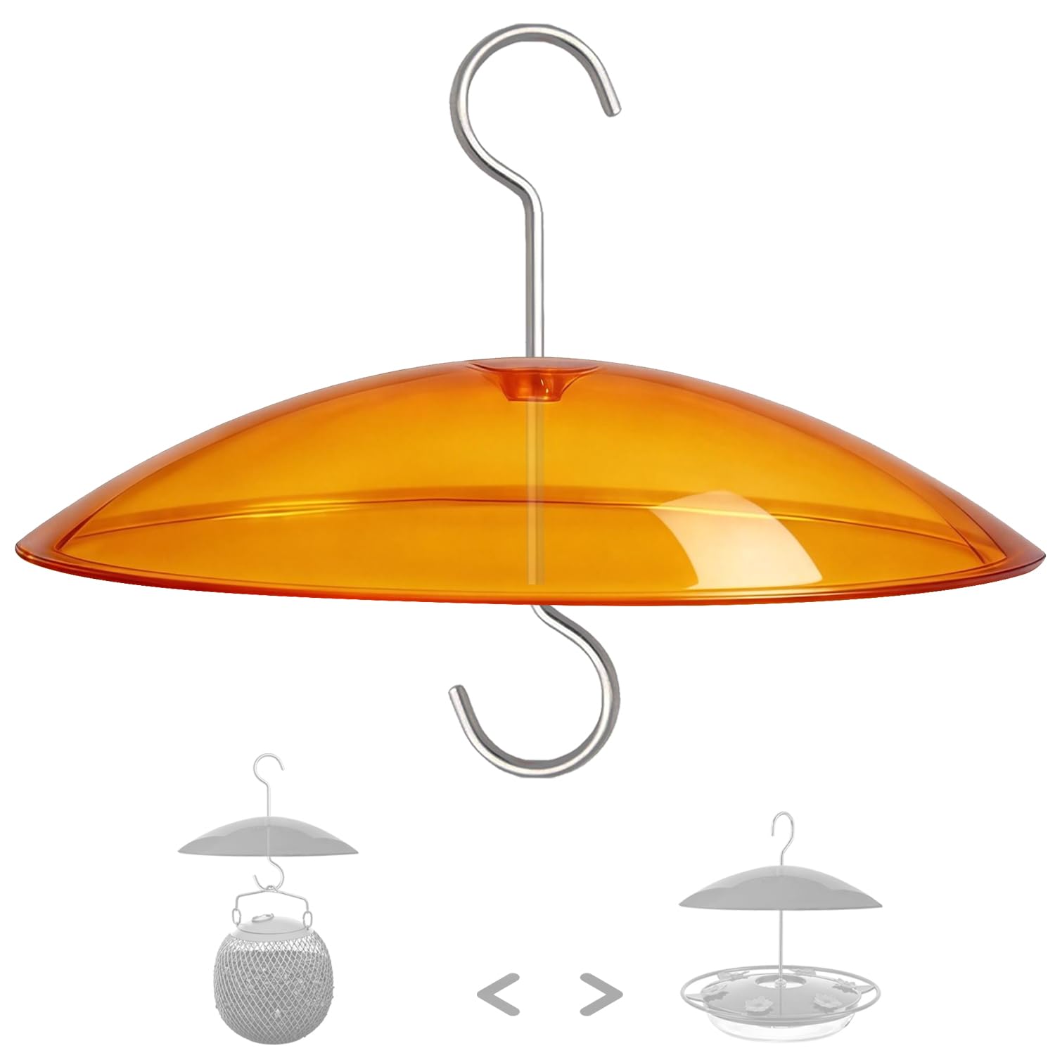 8" Mini Rain Cover for Bird Feeder/House - Orange Yellow Small Protective Dome Guard Against Rain/Snow/Sun - Dia. 20CM
