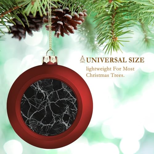 Boule de Noël plastique incassable marbre noir féerique - 4